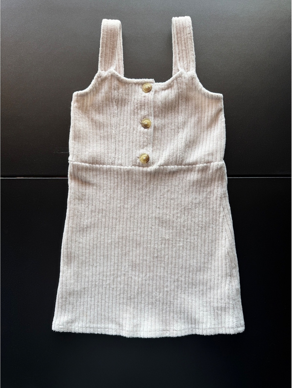 OshKosh B’gosh Girls Size 5 Cream Ribbed Sleeveless Dress Button Front